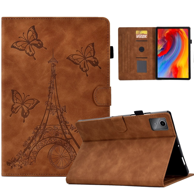 For Lenovo Tab M11 / Xiaoxin Pad 11 2024 Tower Embossed Leather Smart Tablet Case(Brown) - Lenovo by PMC Jewellery | Online Shopping South Africa | PMC Jewellery | Buy Now Pay Later Mobicred