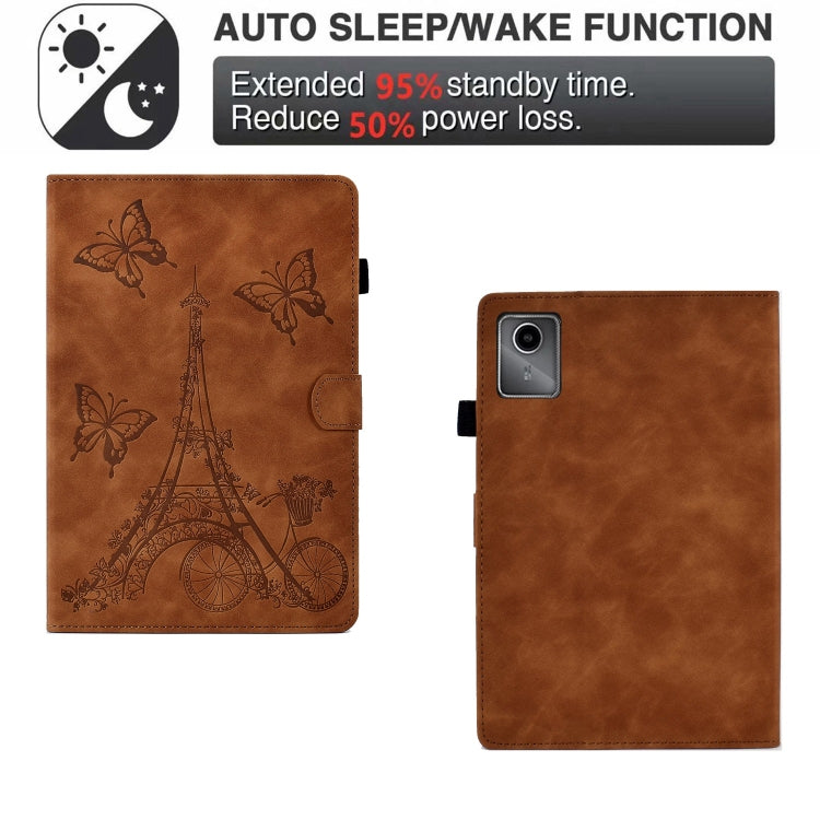 For Lenovo Tab M11 / Xiaoxin Pad 11 2024 Tower Embossed Leather Smart Tablet Case(Brown) - Lenovo by PMC Jewellery | Online Shopping South Africa | PMC Jewellery | Buy Now Pay Later Mobicred