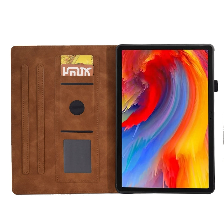 For Lenovo Tab M11 / Xiaoxin Pad 11 2024 Tower Embossed Leather Smart Tablet Case(Brown) - Lenovo by PMC Jewellery | Online Shopping South Africa | PMC Jewellery | Buy Now Pay Later Mobicred