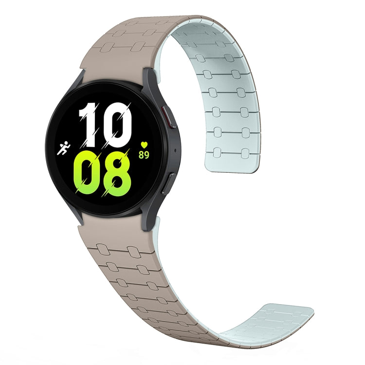 For Samsung Galaxy Watch 6 / 5 / 4 Two Color Loop Magnetic Silicone Watch Band(Khaki+Light Green) - Watch Bands by PMC TechLife | Online Shopping South Africa | PMC TechLife