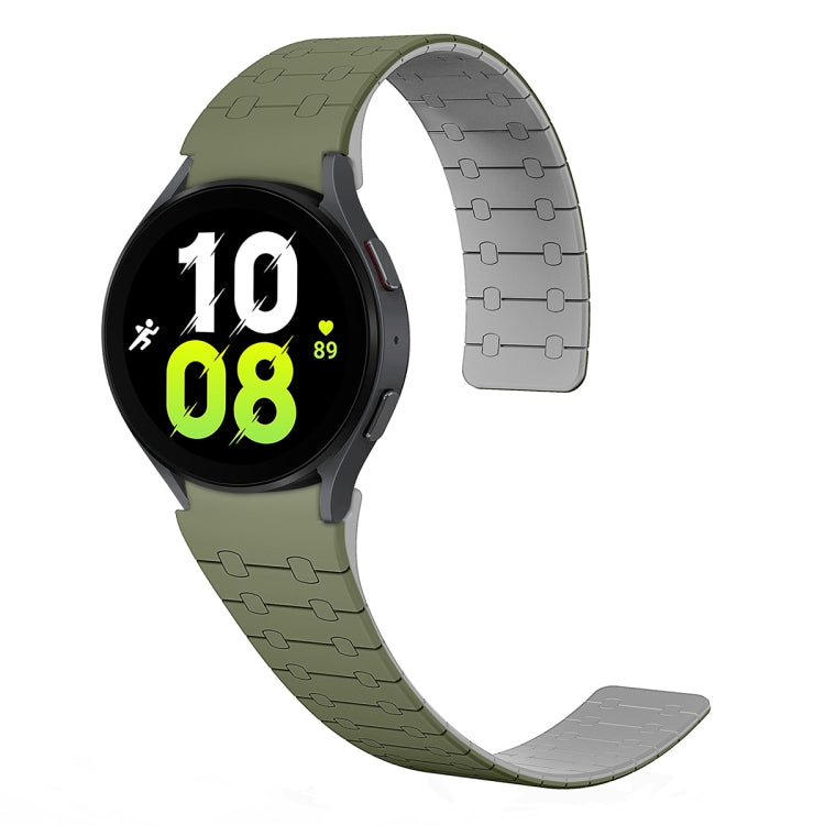 For Samsung Galaxy Watch 6 / 5 / 4 Two Color Loop Magnetic Silicone Watch Band(Green+Grey) - Watch Bands by PMC TechLife | Online Shopping South Africa | PMC TechLife