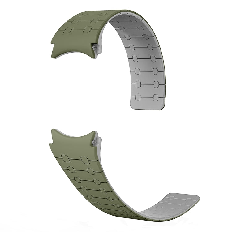 For Samsung Galaxy Watch 6 / 5 / 4 Two Color Loop Magnetic Silicone Watch Band(Green+Grey) - Watch Bands by PMC TechLife | Online Shopping South Africa | PMC TechLife