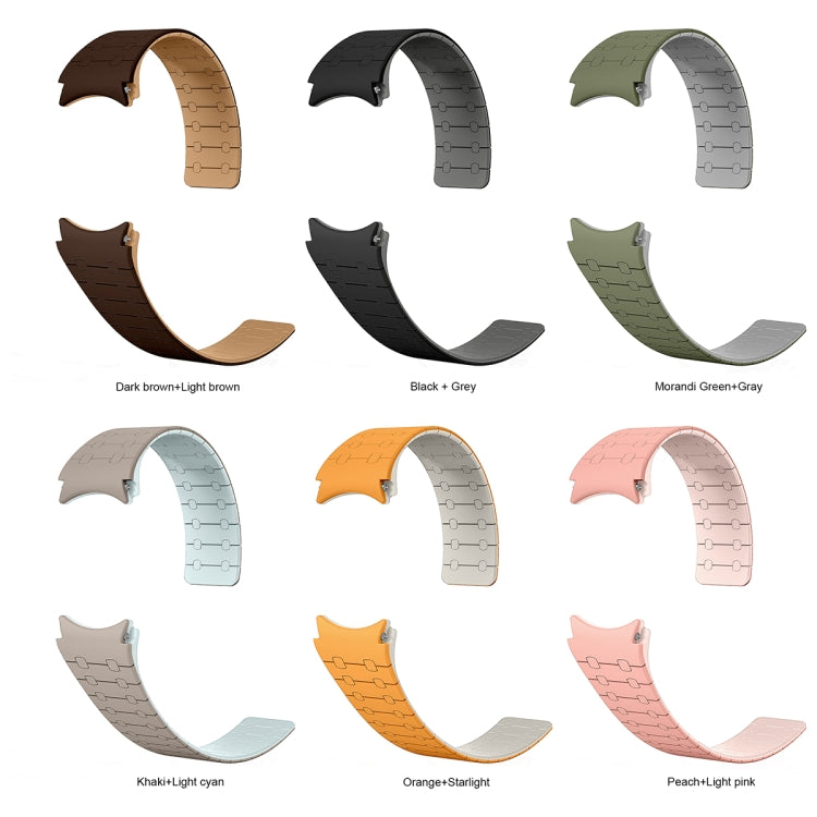 For Samsung Galaxy Watch 6 / 5 / 4 Two Color Loop Magnetic Silicone Watch Band(Khaki+Light Green) - Watch Bands by PMC TechLife | Online Shopping South Africa | PMC TechLife