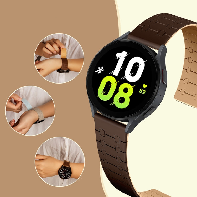 For Samsung Galaxy Watch 6 / 5 / 4 Two Color Loop Magnetic Silicone Watch Band(Khaki+Light Green) - Watch Bands by PMC TechLife | Online Shopping South Africa | PMC TechLife