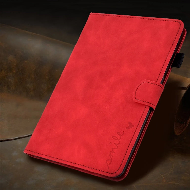 For Lenovo Tab M11 / Xiaoxin Pad 11 2024 Smile Embossed Smart Leather Tablet Case(Red) - Lenovo by PMC Jewellery | Online Shopping South Africa | PMC Jewellery | Buy Now Pay Later Mobicred