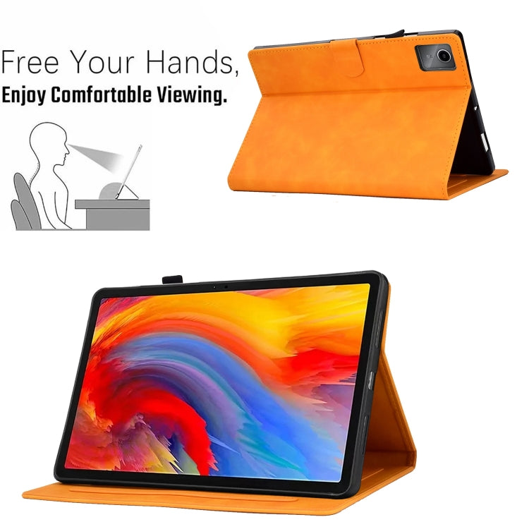 For Lenovo Tab M11 / Xiaoxin Pad 11 2024 Smile Embossed Smart Leather Tablet Case(Khaki) - Lenovo by PMC Jewellery | Online Shopping South Africa | PMC Jewellery | Buy Now Pay Later Mobicred