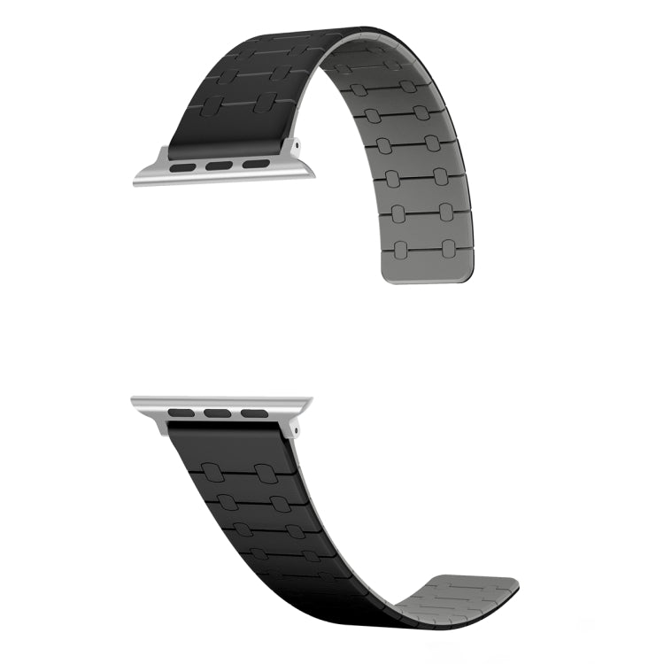For Apple Watch SE 2023 44mm Two Color Loop Magnetic Silicone Watch Band(Black+Grey) - Watch Bands by PMC TechLife | Online Shopping South Africa | PMC TechLife