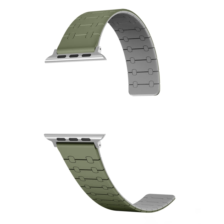 For Apple Watch Ultra 2 49mm Two Color Loop Magnetic Silicone Watch Band(Green+Grey) - Watch Bands by PMC TechLife | Online Shopping South Africa | PMC TechLife