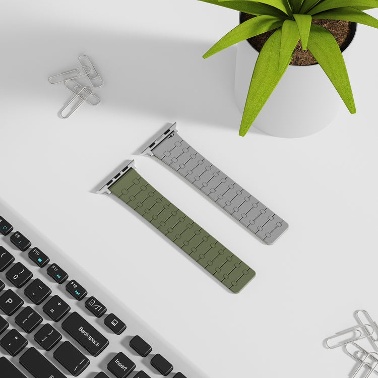 For Apple Watch Ultra 49mm Two Color Loop Magnetic Silicone Watch Band(Green+Grey) - free shipping - PMC TechLife - Order now!