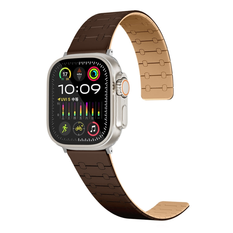 For Apple Watch Ultra 49mm Two Color Loop Magnetic Silicone Watch Band(Dark Brown+Light Brown) - Watch Bands by PMC TechLife | Online Shopping South Africa | PMC TechLife