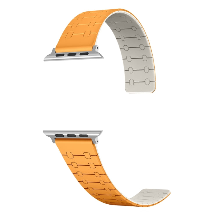 For Apple Watch Series 8 41mm Two Color Loop Magnetic Silicone Watch Band(Orange+Starlight) - Watch Bands by PMC TechLife | Online Shopping South Africa | PMC TechLife