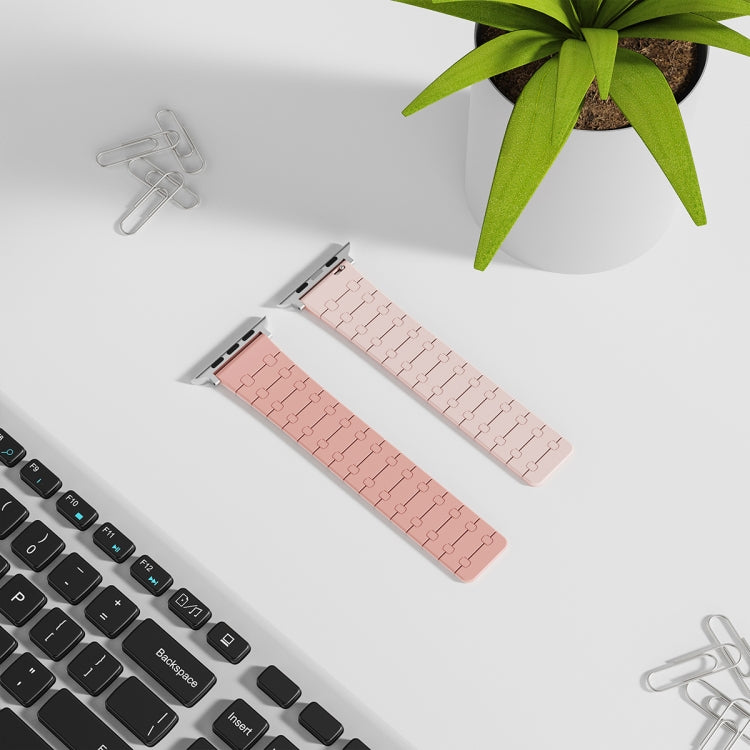 For Apple Watch SE 40mm Two Color Loop Magnetic Silicone Watch Band(Peach+Light Pink) - Watch Bands by PMC TechLife | Online Shopping South Africa | PMC TechLife