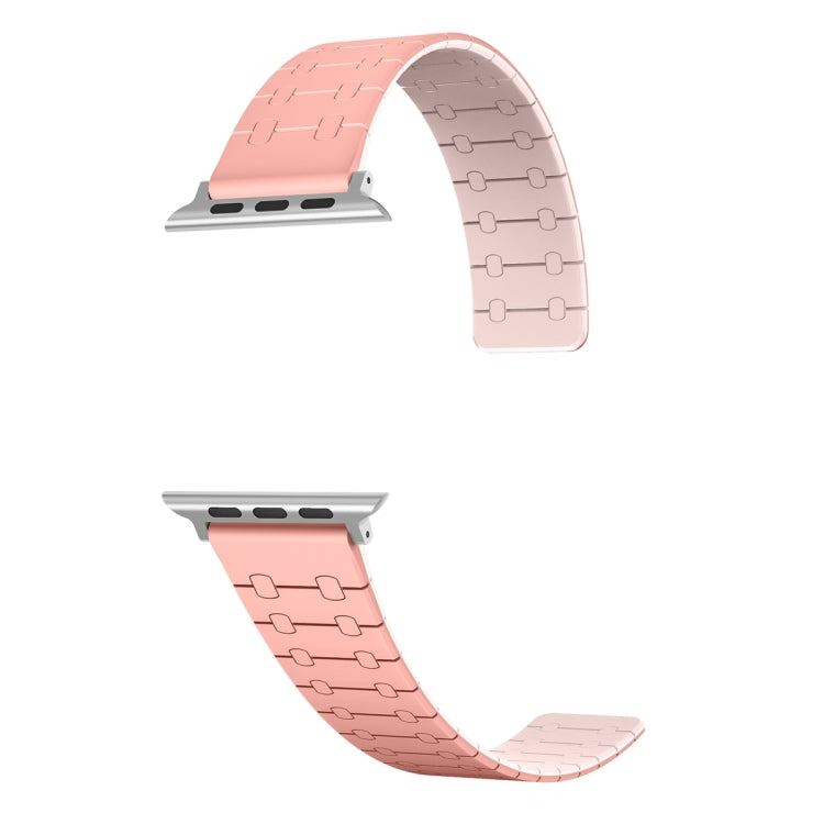 For Apple Watch Series 6 40mm Two Color Loop Magnetic Silicone Watch Band(Peach+Light Pink) - Watch Bands by PMC TechLife | Online Shopping South Africa | PMC TechLife