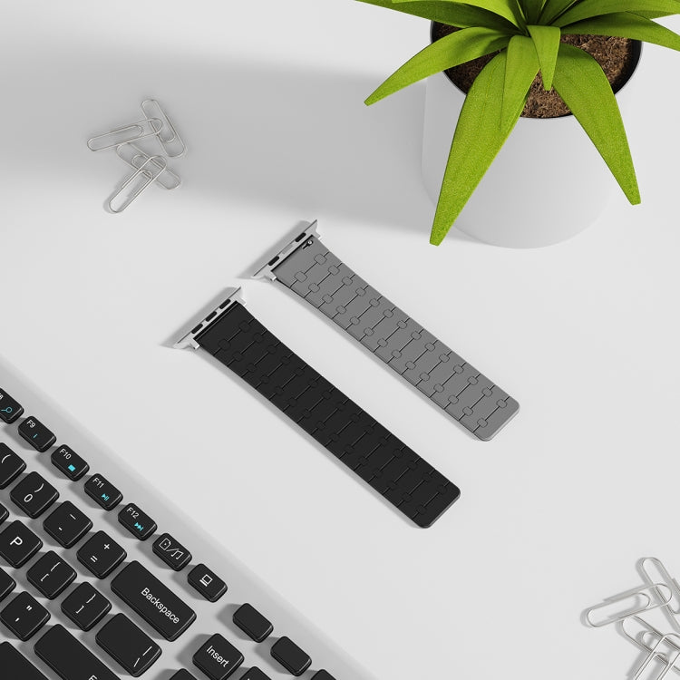 For Apple Watch Series 6 44mm Two Color Loop Magnetic Silicone Watch Band(Black+Grey) - Watch Bands by PMC TechLife | Online Shopping South Africa | PMC TechLife