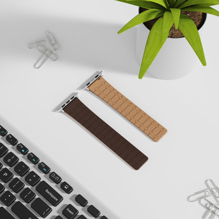 For Apple Watch Series 6 44mm Two Color Loop Magnetic Silicone Watch Band(Dark Brown+Light Brown) - Watch Bands by PMC TechLife | Online Shopping South Africa | PMC TechLife
