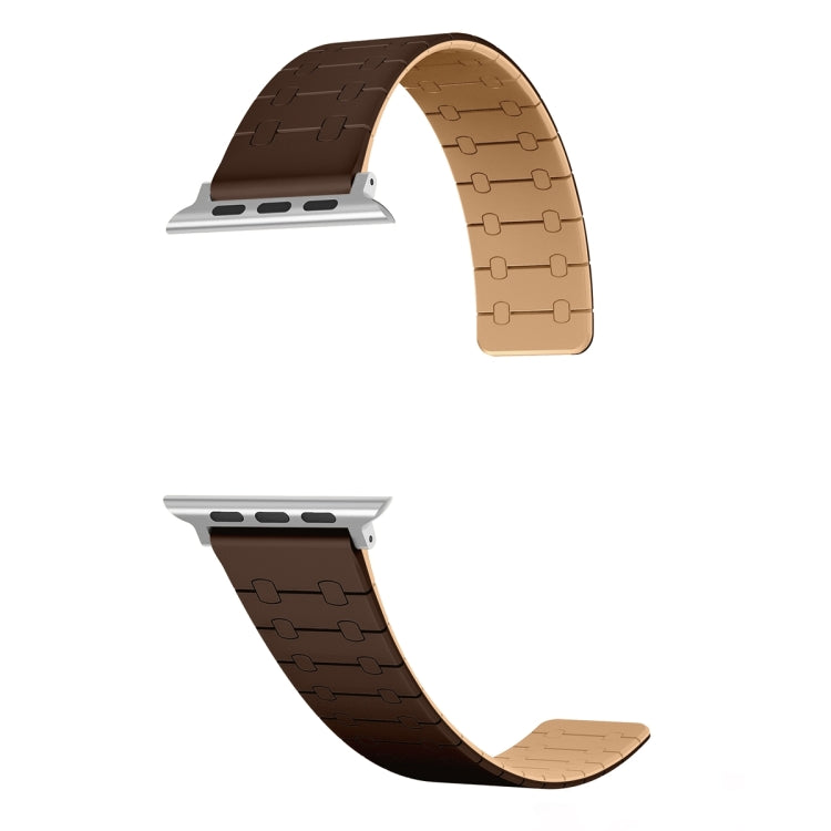 For Apple Watch Series 3 38mm Two Color Loop Magnetic Silicone Watch Band(Dark Brown+Light Brown) - Watch Bands by PMC TechLife | Online Shopping South Africa | PMC TechLife