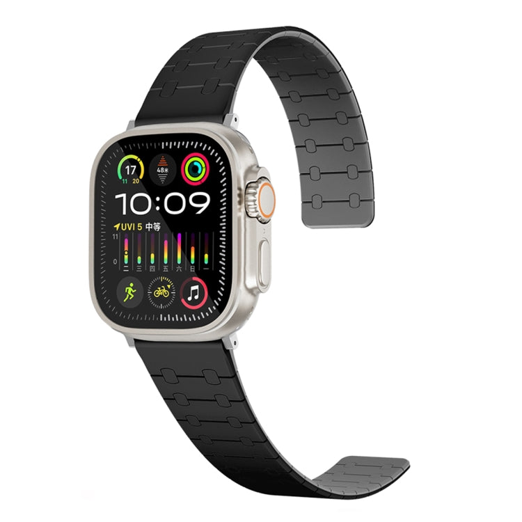 For Apple Watch Series 3 42mm Two Color Loop Magnetic Silicone Watch Band(Black+Grey) - Watch Bands by PMC TechLife | Online Shopping South Africa | PMC TechLife
