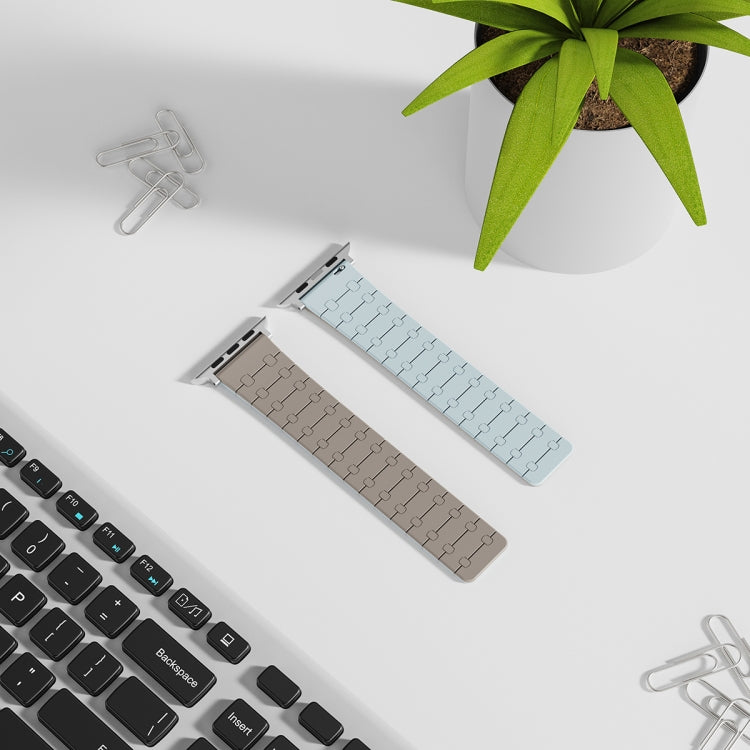 For Apple Watch Series 2 42mm Two Color Loop Magnetic Silicone Watch Band(Khaki+Light Green) - Watch Bands by PMC TechLife | Online Shopping South Africa | PMC TechLife