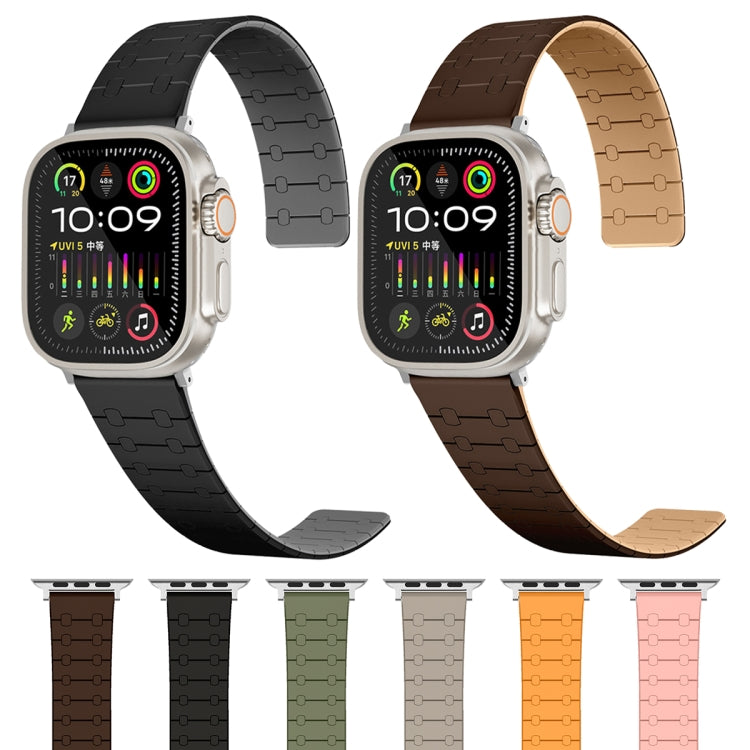 For Apple Watch Series 7 41mm Two Color Loop Magnetic Silicone Watch Band(Orange+Starlight) - Watch Bands by PMC TechLife | Online Shopping South Africa | PMC TechLife