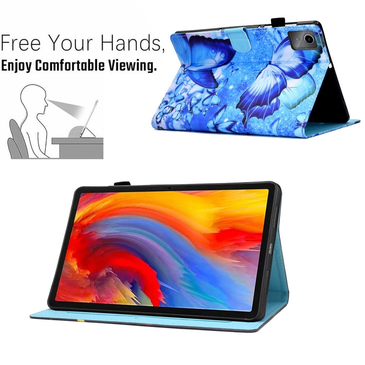 For Lenovo Tab M11 / Xiaoxin Pad 11 2024 Colored Drawing Sewing Pen Slot Leather Tablet Case(Butterflies) - free shipping - PMC Jewellery - Order now!