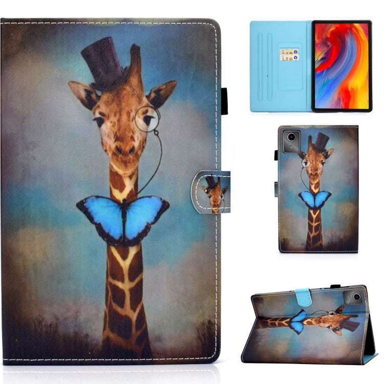 For Lenovo Tab M11 / Xiaoxin Pad 11 2024 Colored Drawing Sewing Pen Slot Leather Tablet Case(Deer Head) - free shipping - PMC TechLife - Order now!