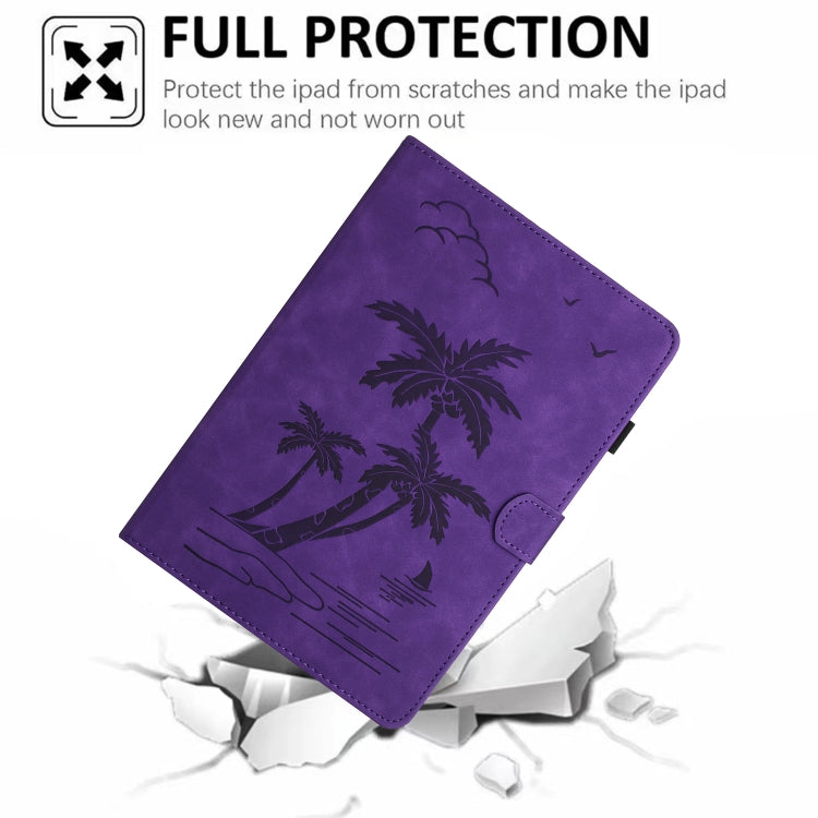 For iPad Pro 11 2024 Coconut Tree Embossed Smart Leather Tablet Case(Purple) - iPad Pro 11 2024 Cases by PMC TechLife | Online Shopping South Africa | PMC TechLife | Buy Now Pay Later Mobicred