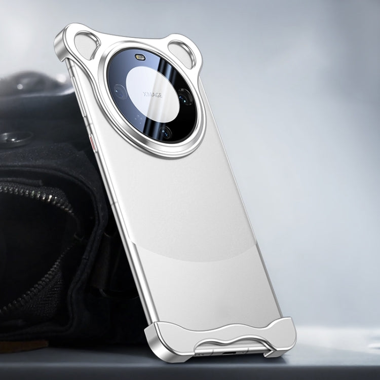 For Huawei Mate 60 Pro Frameless Metal Corner Pad Phone Case with Lens Film(Silver) - free shipping - PMC Jewellery - Order now!