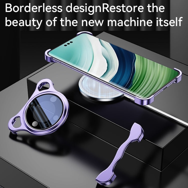 For Huawei Mate 60 Pro Frameless Metal Corner Pad Phone Case with Lens Film(Silver) - free shipping - PMC Jewellery - Order now!