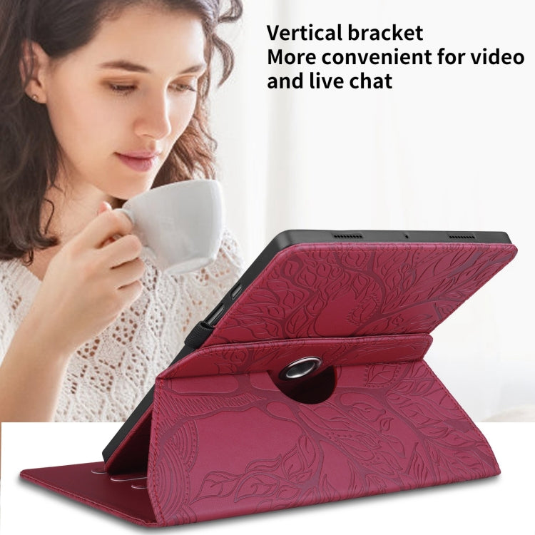 For Honor Pad 9 Tree Life Embossed Rotation Leather Tablet Case(Red) - Honor by PMC TechLife | Online Shopping South Africa | PMC TechLife | Buy Now Pay Later Mobicred