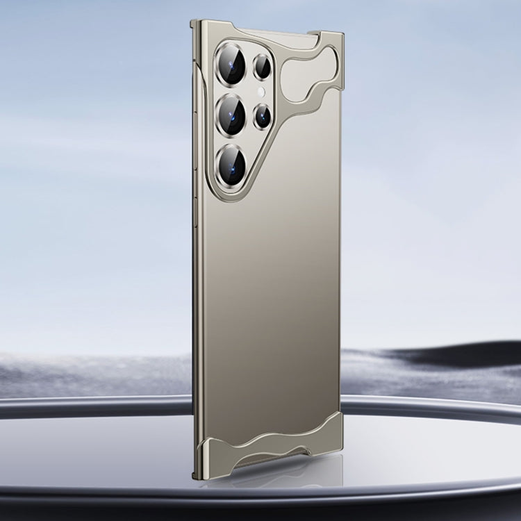 For Samsung Galaxy S24 Ultra 5G Frameless Metal Corner Pad Phone Case with Lens Film(Grey) - Galaxy S24 Ultra 5G Cases by PMC Jewellery | Online Shopping South Africa | PMC Jewellery | Buy Now Pay Later Mobicred