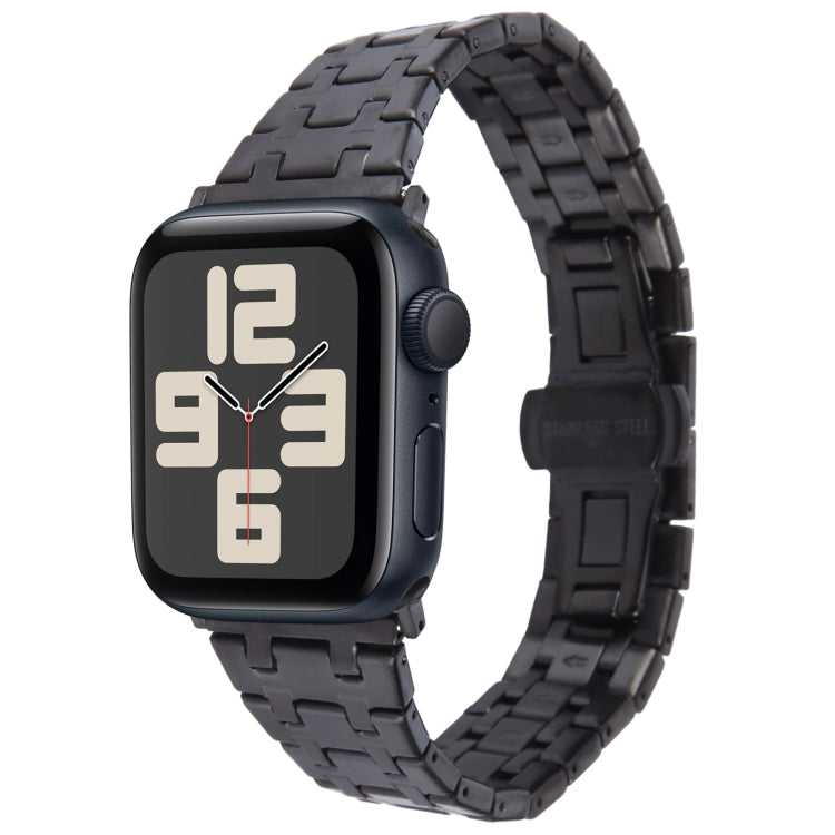 For Apple Watch SE 2023 44mm Double T Stainless Steel Watch Band(Black) - Watch Bands by PMC TechLife | Online Shopping South Africa | PMC TechLife