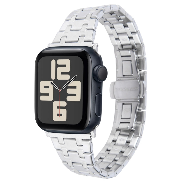 For Apple Watch SE 2023 44mm Double T Stainless Steel Watch Band(Silver) - Watch Bands by PMC TechLife | Online Shopping South Africa | PMC TechLife