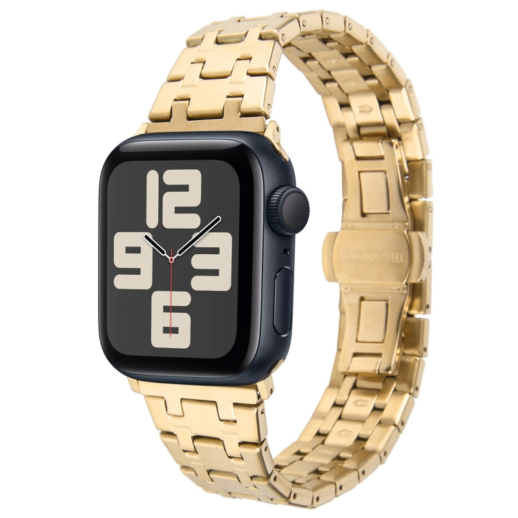 For Apple Watch SE 2023 40mm Double T Stainless Steel Watch Band(Gold) - Watch Bands by PMC TechLife | Online Shopping South Africa | PMC TechLife
