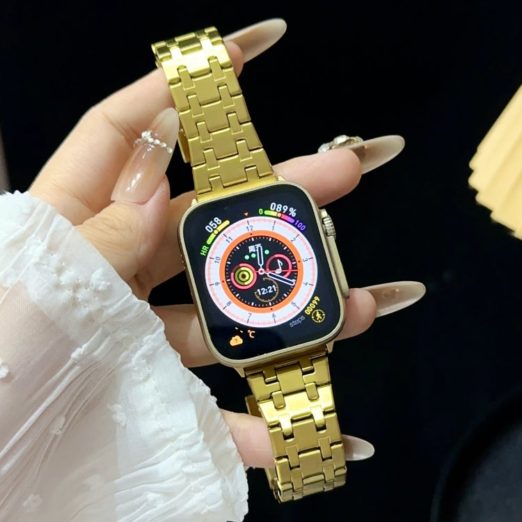 For Apple Watch SE 2023 40mm Double T Stainless Steel Watch Band(Gold) - Watch Bands by PMC TechLife | Online Shopping South Africa | PMC TechLife