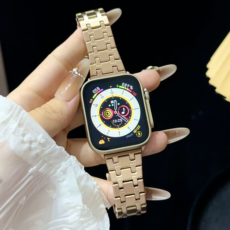 For Apple Watch Ultra 2 49mm Double T Stainless Steel Watch Band(Rose Gold) - Watch Bands by PMC TechLife | Online Shopping South Africa | PMC TechLife