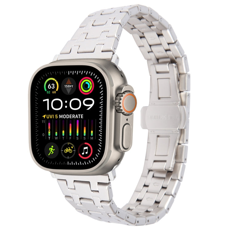 For Apple Watch Ultra 2 49mm Double T Stainless Steel Watch Band(Starlight) - Watch Bands by PMC TechLife | Online Shopping South Africa | PMC TechLife