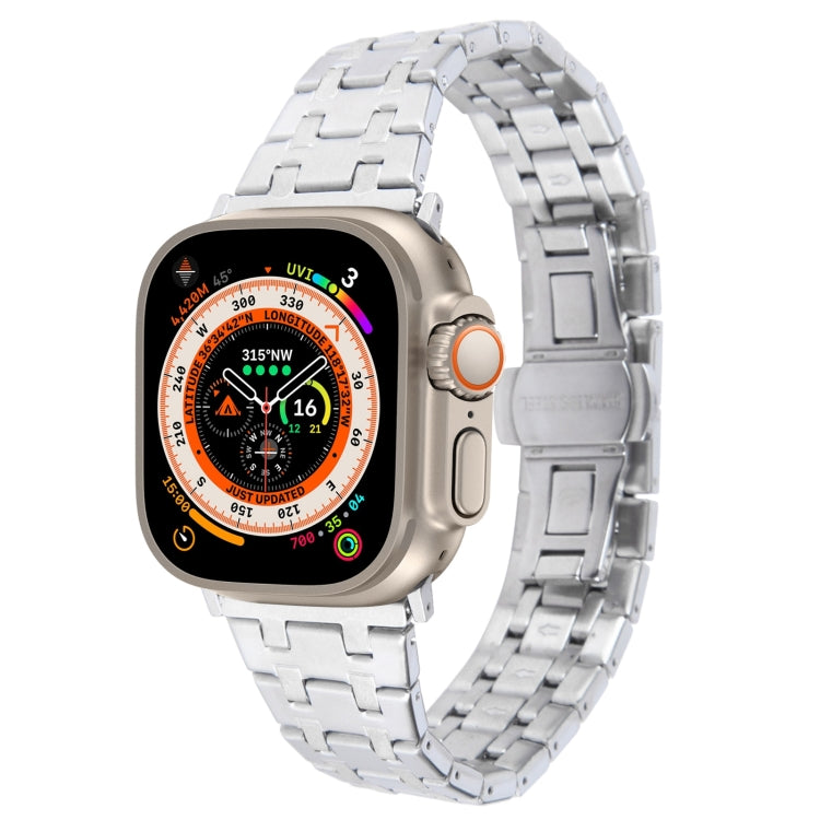 For Apple Watch Ultra 49mm Double T Stainless Steel Watch Band(Silver) - Watch Bands by PMC TechLife | Online Shopping South Africa | PMC TechLife