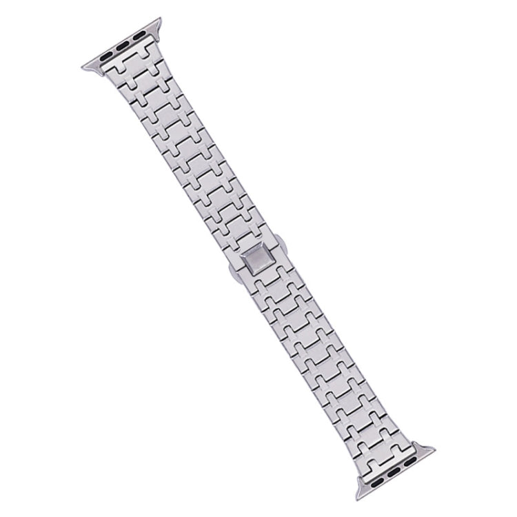 For Apple Watch Series 8 41mm Double T Stainless Steel Watch Band(Silver) - Watch Bands by PMC TechLife | Online Shopping South Africa | PMC TechLife