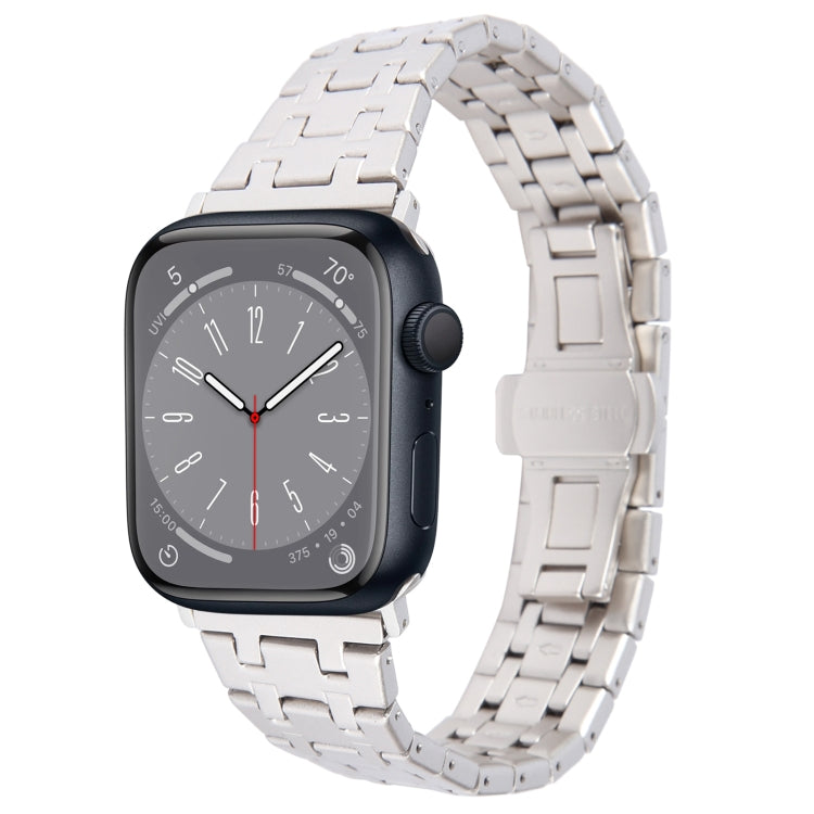 For Apple Watch SE 2022 40mm Double T Stainless Steel Watch Band(Starlight) - Watch Bands by PMC TechLife | Online Shopping South Africa | PMC TechLife
