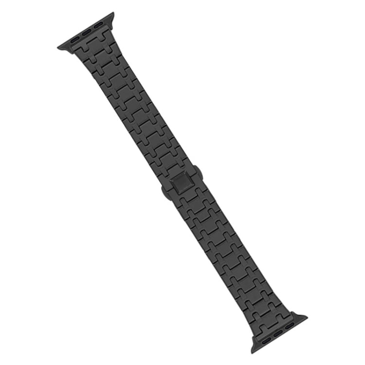 For Apple Watch Series 7 41mm Double T Stainless Steel Watch Band(Black) - Watch Bands by PMC TechLife | Online Shopping South Africa | PMC TechLife