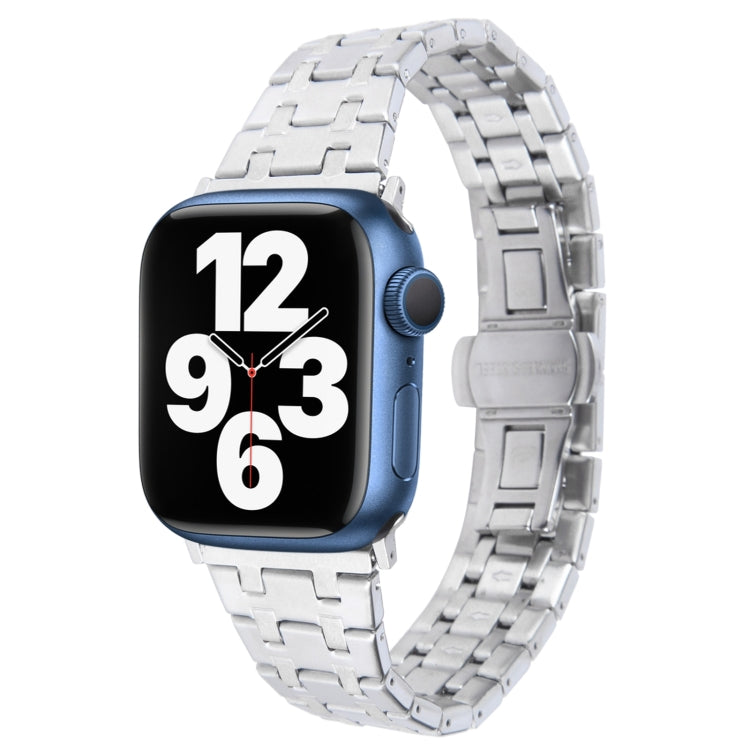 For Apple Watch Series 7 41mm Double T Stainless Steel Watch Band(Silver) - Watch Bands by PMC TechLife | Online Shopping South Africa | PMC TechLife