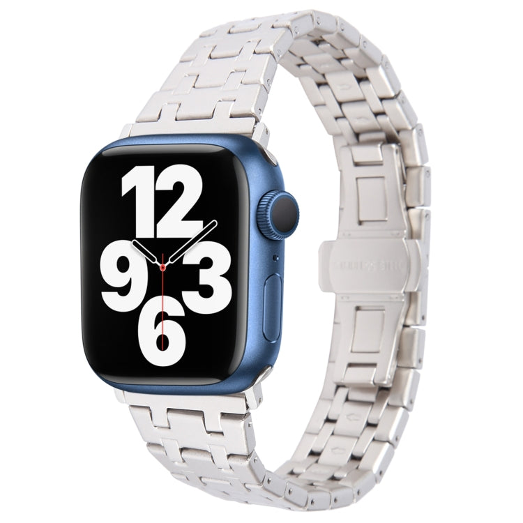 For Apple Watch Series 7 45mm Double T Stainless Steel Watch Band(Starlight) - Watch Bands by PMC TechLife | Online Shopping South Africa | PMC TechLife