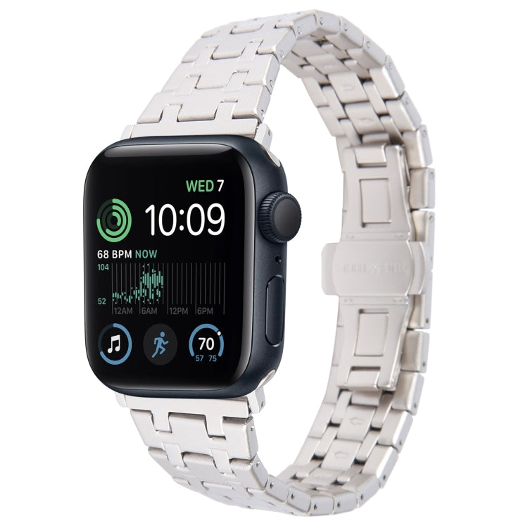 For Apple Watch SE 40mm Double T Stainless Steel Watch Band(Starlight) - Watch Bands by PMC TechLife | Online Shopping South Africa | PMC TechLife