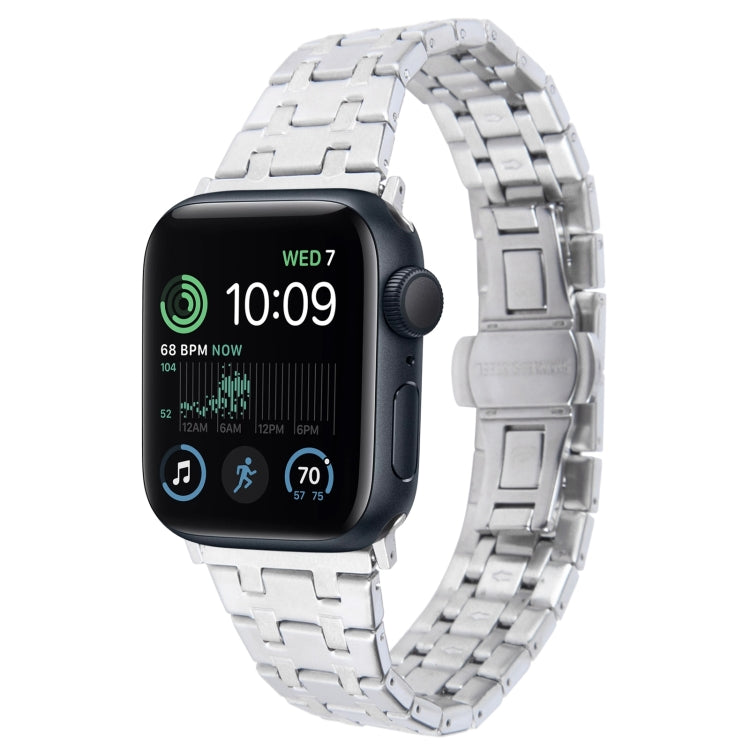 For Apple Watch SE 44mm Double T Stainless Steel Watch Band(Silver) - Watch Bands by PMC TechLife | Online Shopping South Africa | PMC TechLife