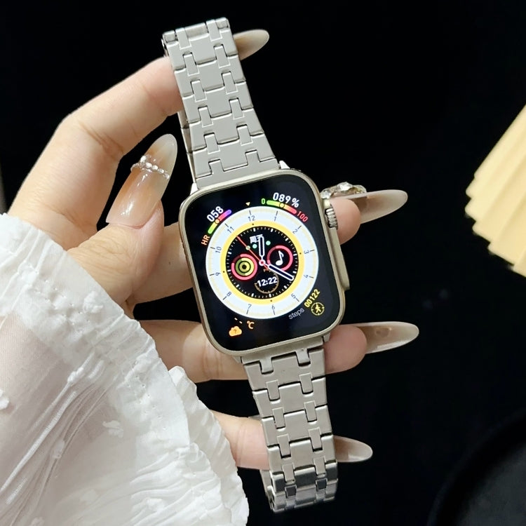 For Apple Watch SE 44mm Double T Stainless Steel Watch Band(Silver) - Watch Bands by PMC TechLife | Online Shopping South Africa | PMC TechLife