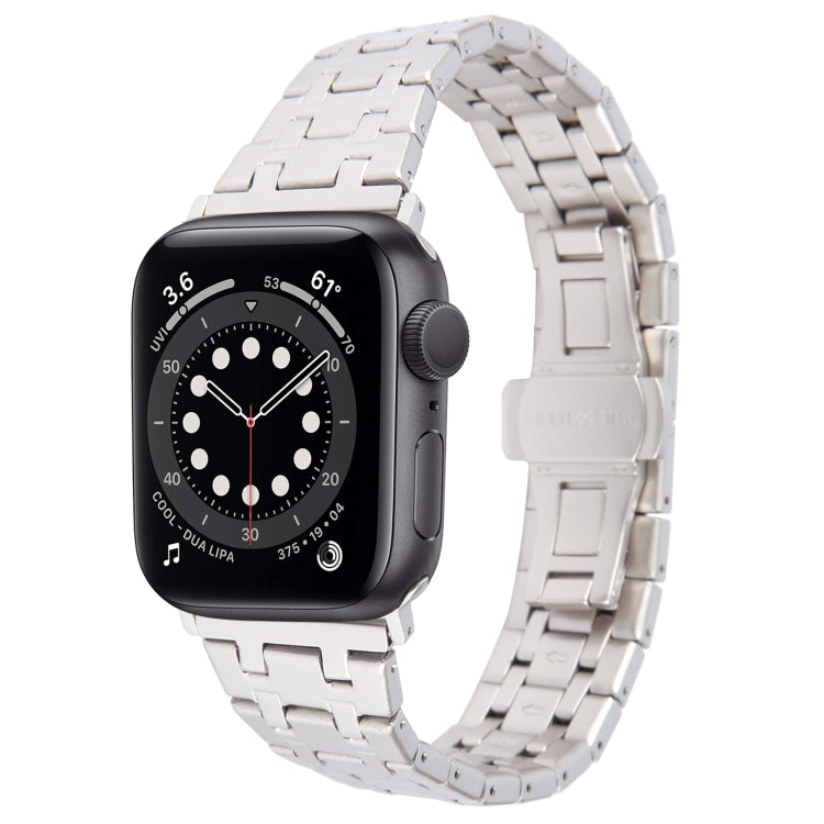 For Apple Watch Series 6 44mm Double T Stainless Steel Watch Band(Starlight) - Watch Bands by PMC TechLife | Online Shopping South Africa | PMC TechLife