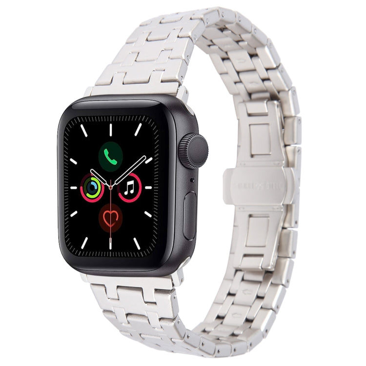For Apple Watch Series 5 44mm Double T Stainless Steel Watch Band(Starlight) - Watch Bands by PMC TechLife | Online Shopping South Africa | PMC TechLife