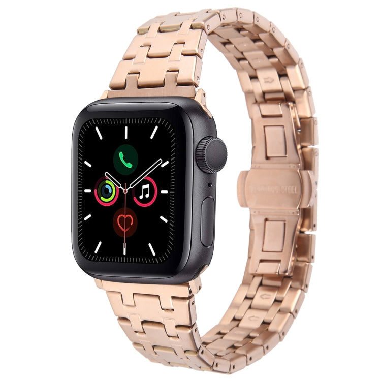 For Apple Watch Series 5 40mm Double T Stainless Steel Watch Band(Rose Gold) - Watch Bands by PMC TechLife | Online Shopping South Africa | PMC TechLife