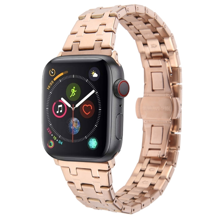 For Apple Watch Series 4 40mm Double T Stainless Steel Watch Band(Rose Gold) - Watch Bands by PMC TechLife | Online Shopping South Africa | PMC TechLife