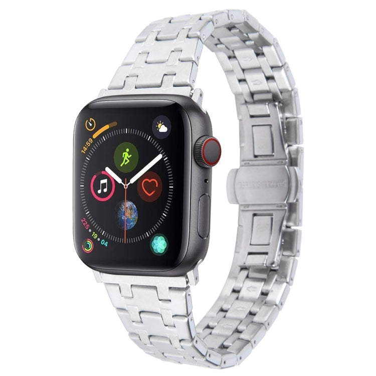 For Apple Watch Series 4 40mm Double T Stainless Steel Watch Band(Silver) - Watch Bands by PMC TechLife | Online Shopping South Africa | PMC TechLife